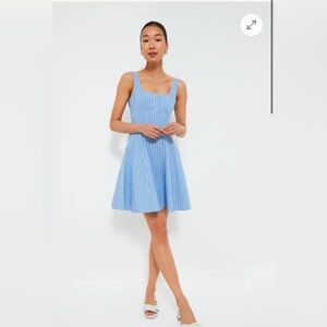 Staud Azure Pinstripe Mini Wells Dress